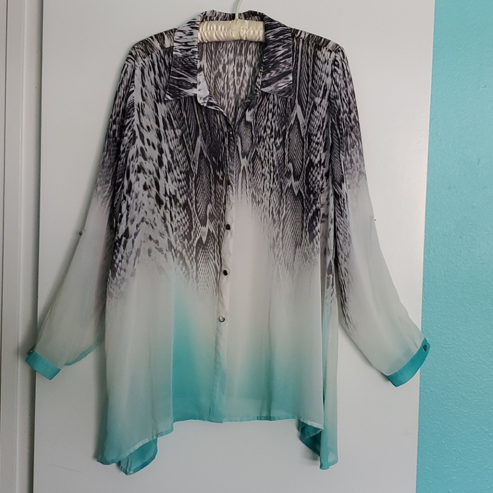 NY Collection Woman, semi-sheer blouse
